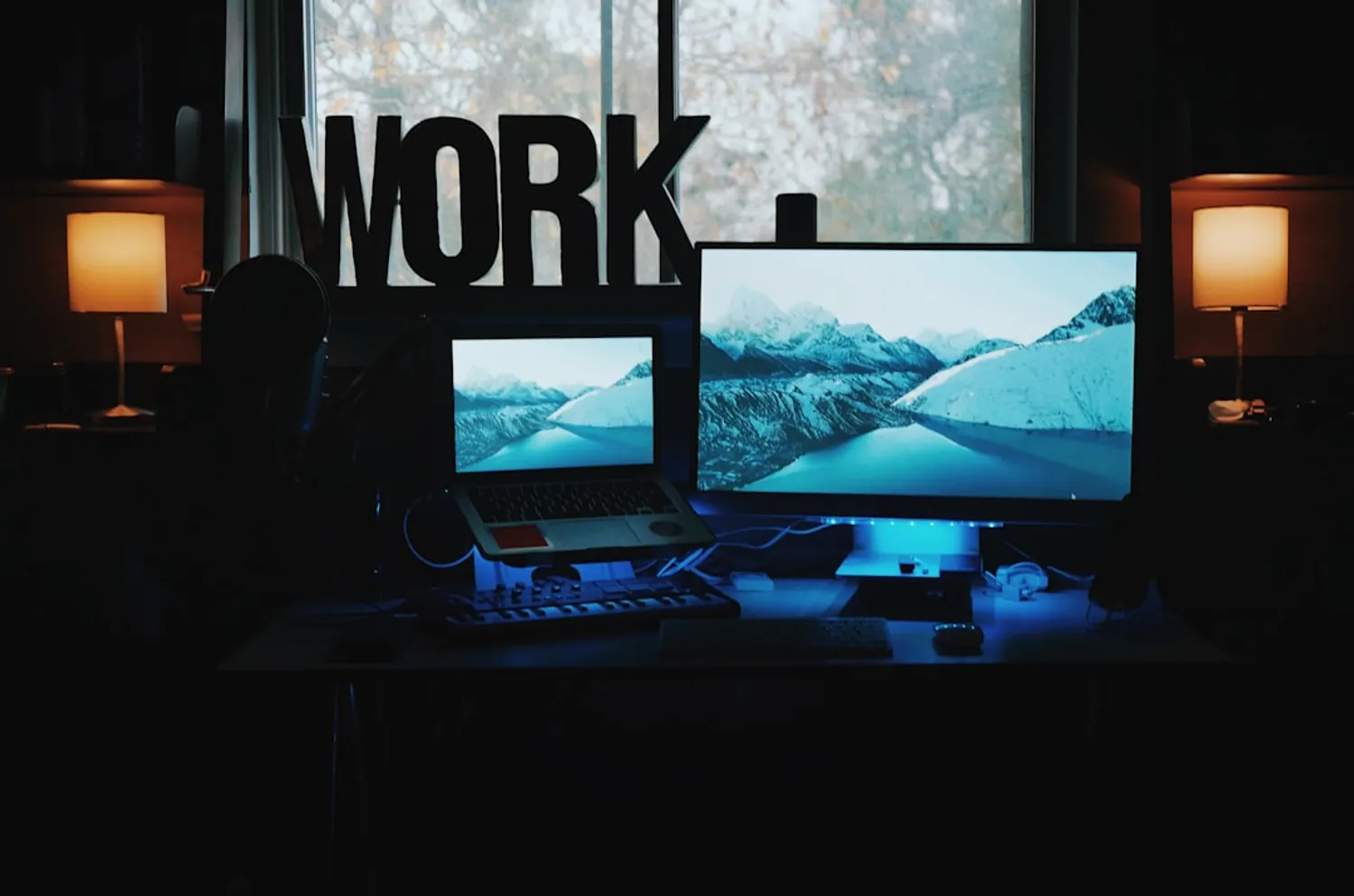 Lighting Elegance: Designing an Illuminated Workspace Photo